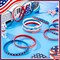 100 Pcs USA Rubber Wristbands Bulk American Flag Silicone Stretchable Bracelet Patriotic Veterans Rubber Bracelets Red White Blue